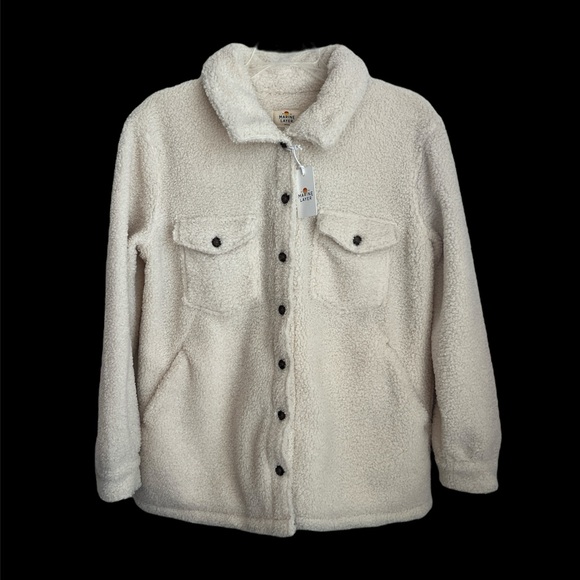 NWT MARINE LAYER EDEN SHERPA IVORY OVERSHIRT SIZE SMALL - Picture 4 of 7
